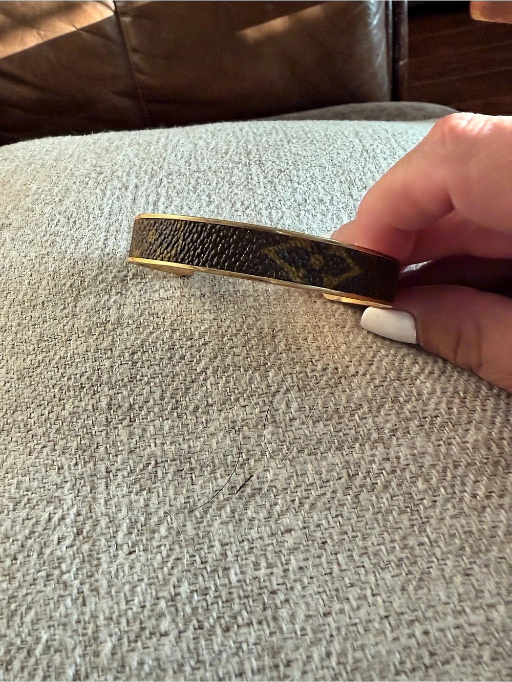Upcycled Louis Vuitton Monogram Canvas Gold-Tone Cuff Bracelet